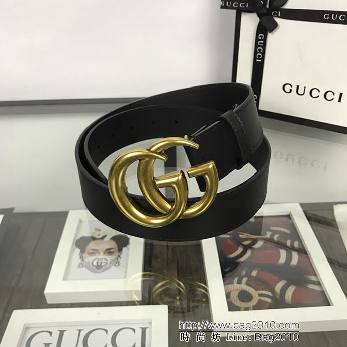 GUCCI古馳 官網暢銷爆款 原單品質 雙面進口頭層對版定制皮料 復古GG對版4.0扣 男士皮帶  xfp1420